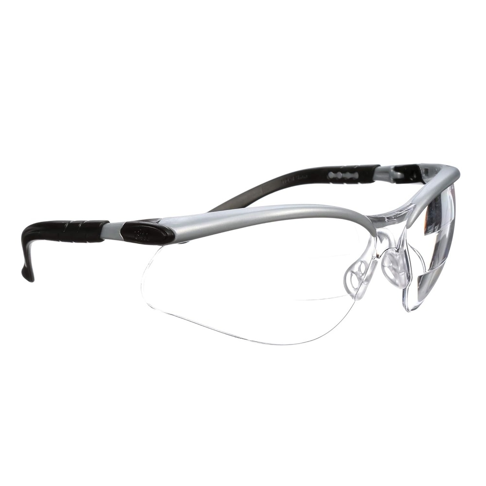 image:image3M Safety Glasses BX Dual Readers 15 ANSI Z87 AntiFog Clear Lens GrayBlack Frame Adjustable Length Temples and Lens AngleClear Lens 15  Gray Frame