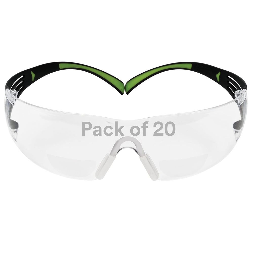 image:image3M SecureFit Protective Eyewear Polycarbonate Frame SF420AF 400 Series AntiFog Lens 20 Diopter One Size Clear Pack of 2020 Diopter