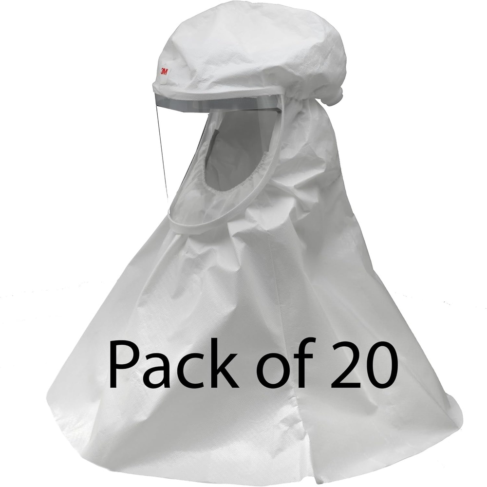 image:image3M Versaflo Economy Hood S403L20 MediumLarge Pack of 20 Coverage for Dust and Paint Spray Liquid Splash Protection for Eyes and Face Lightweight White