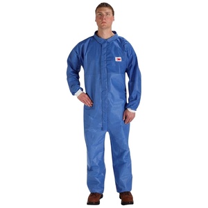 3M Disposable Coverall, Pack of 25, Collared Coveralls, SMS Based, Flame Resistance, 4530CS-BLK-L, For Welding, Metal Grinding, Maintenance, Blue, Large(25 Pack)