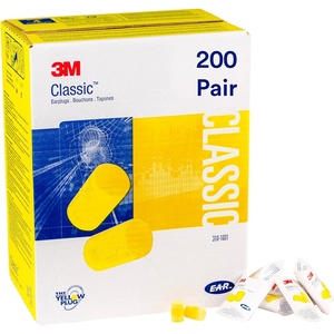 3M Ear Plugs, E-A-R Classic 310-1001, 200 Pairs of Disposable Earplugs, 1 Pair/Pillow Pack, Uncorded, Noise Reduction Rating 29 dB NRR, Foam, Regular Size, Roll Down, Yellow(1 count (Pack of 1))