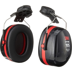 3M H10P3E Peltor Optime 105 Helmet Attachable Earmuff, Ear Protectors, Hearing Protection, NRR 27 dB, Black, Large