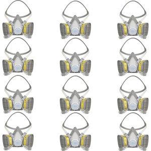 3M Half Facepiece Disposable Respirator Assembly, Pack of 12, Organic Vapor/Acid Gas, Cartridges Permanently Attached(Small)