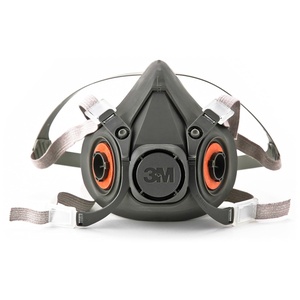 3M Half Facepiece Reusable Respirator 6300, NIOSH, Four-Point Harness, Comfortable Fit, Dual Airline Supplied Air Compatible, Bayonet Connections, Painting, Sanding, Cleaning, Large(Large)