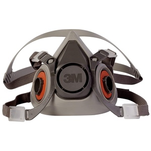 3M Half Facepiece Reusable Respirator 6300, NIOSH, Four-Point Harness, Comfortable Fit, Dual Airline Supplied Air Compatible, Bayonet Connections, Painting, Sanding, Cleaning, Large(Medium)
