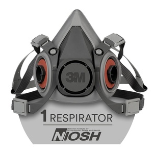 3M Half Facepiece Reusable Respirator 6300, NIOSH, Four-Point Harness, Comfortable Fit, Dual Airline Supplied Air Compatible, Bayonet Connections, Painting, Sanding, Cleaning, Large(Small)