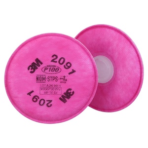 3M P100 Respirator Filter 2091, 50 Pairs, Helps Protect Against Oil and Non-Oil Based Particulates, Lead, Asbestos, Arsenic, MDA