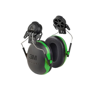 3M PELTOR Ear Muff Hearing Protection, Cap Style Hard Hat Attachment, X Series X1P3E, NRR 21 dB, 1 Pair, Construction, Manufacturing, Maintenance, Automotive, Woodworking, Black/Green