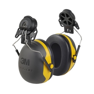 3M PELTOR Hearing Protection Earmuffs, X Series X2P3E, Cap Style Hard Hat Attached, Noise Protection NRR 24 dB, Pack of 1, Construction, Manufacturing, Maintenance, Automotive, Woodwork, Black/Yellow