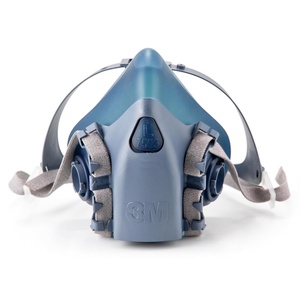 3M Reusable Respirator Half Facepiece 7502, NIOSH, 3M Cool Flow Valve, Dual Airline Supplied Air Compatible, Integrated Dropdown Suspension, Bayonet Connections, For Chemical Handling, Painting, Med(Medium)