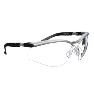 3M Safety Glasses, BX Dual Readers, +1.5, ANSI Z87, Anti-Fog Clear Lens, Gray/Black Frame, Adjustable Length Temples and Lens Angle(Clear Lens (+1.5)  Gray Frame)