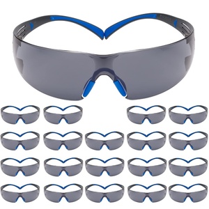3M Safety Glasses, SecureFit, 20 Pack, ANSI Z87, Scotchgard Anti-Fog Anti-Scratch Lens, Gray Lens, Blue/Gray Frame, Flexible Temple