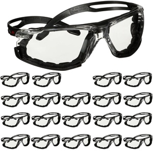 3M Safety Glasses, SecureFit 500 Series, 20 Pack, ANSI Z87, Adjustable Ratchet Temples, Sporty Protective Eyewear, Anti-scratch, Anti-fog Scotchgard Coated Clear Lens, Black Frame with Foam Gasket(Clear Lens With Foam Gasket  Black Frame)