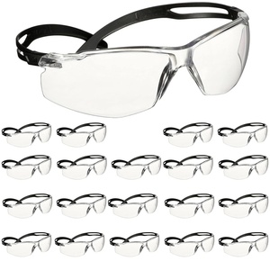 3M Safety Glasses, SecureFit 500 Series, 20 Pack, ANSI Z87, Adjustable Ratchet Temples, Sporty Protective Eyewear, Anti-scratch, Anti-fog Scotchgard Coated Clear Lens, Black Frame with Foam Gasket(Clear Lens  Black Frame)