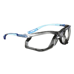 3M Safety Glasses, Virtua CCS, ANSI Z87, Anti-Fog, Indoor/Outdoor Mirrored Lens, Blue Frame, Corded Ear Plug Control System, Removable Foam Gasket, Pack of 1(Clear Lens  Blue Frame With Foam Gasket)