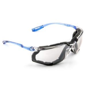 3M Safety Glasses, Virtua CCS, ANSI Z87, Anti-Fog, Indoor/Outdoor Mirrored Lens, Blue Frame, Corded Ear Plug Control System, Removable Foam Gasket, Pack of 1(I/O Mirror Lens  Blue Frame With Foam Gasket)
