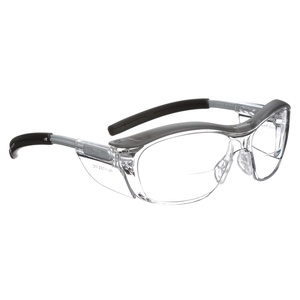 3M Safety Glasses with Readers, Nuvo Protective Eyewear, +2.5, ANSI Z87, Gray Frame, Clear Lens, Soft Nose Bridge, Side Shields(Clear Lens (+2.0)  Gray Frame)