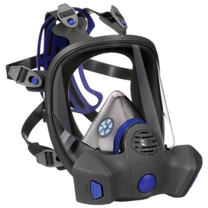 3M Secure Click Full Face Reusable Respirator with Large Lens, Speaking Diaphragm and Push Button Seal Check, FF-802, Painting, Sanding, Chemical Clean-up, Sawing, Medium(Black)