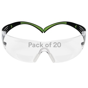 3M SecureFit Protective Eyewear, Polycarbonate Frame, SF420AF 400 Series, Anti-Fog Lens, +2.0 Diopter, One Size, Clear (Pack of 20)(+2.0 Diopter)