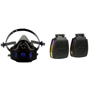 Bundle of Secure Click 3M Respirator, Half Face Reusable Respirator with Speaking Diaphragm and Push Button Seal Check, HF-802SD, Med + D80926 Multi-Gas/Vapor Combination Cartridge
